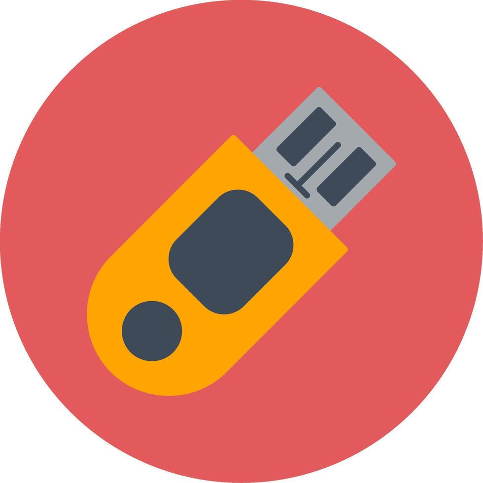 Pendrive Flat Circle Icon vector