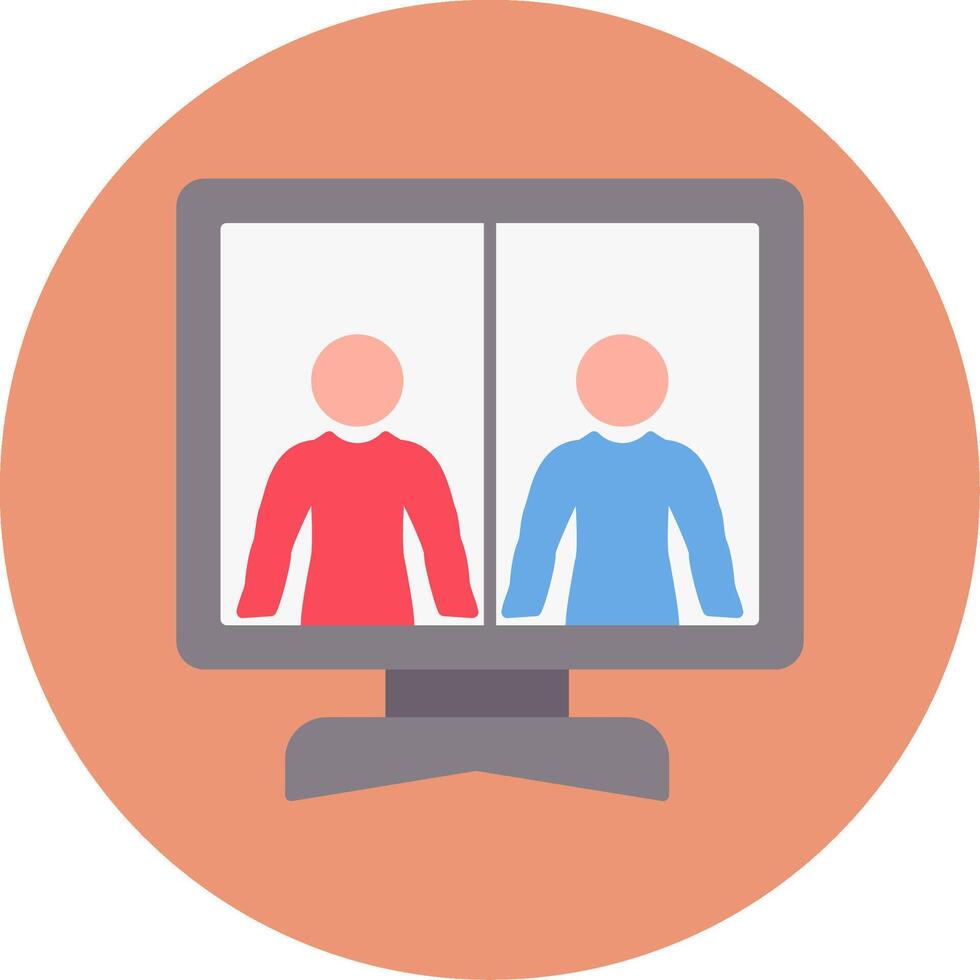 Online Meeting Flat Circle Icon vector