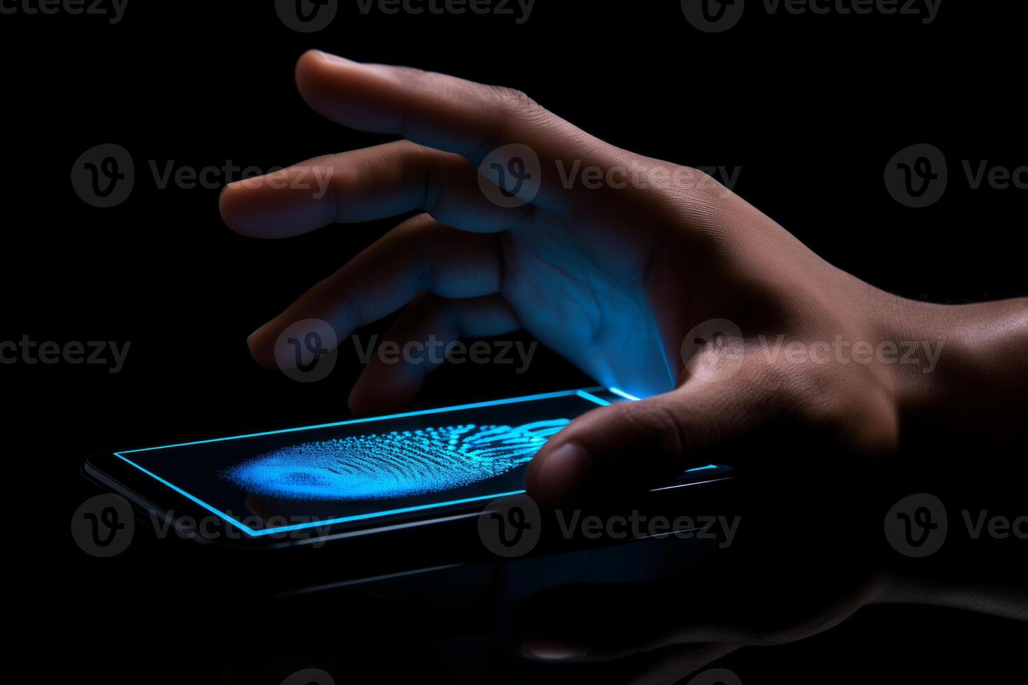 AI generated hand doing the scan fingerprints with generative ai photo