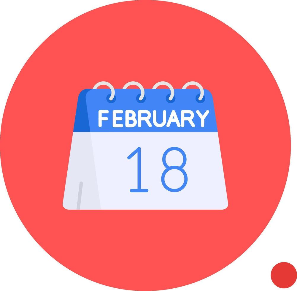 18th of February Long Circle Icon vector