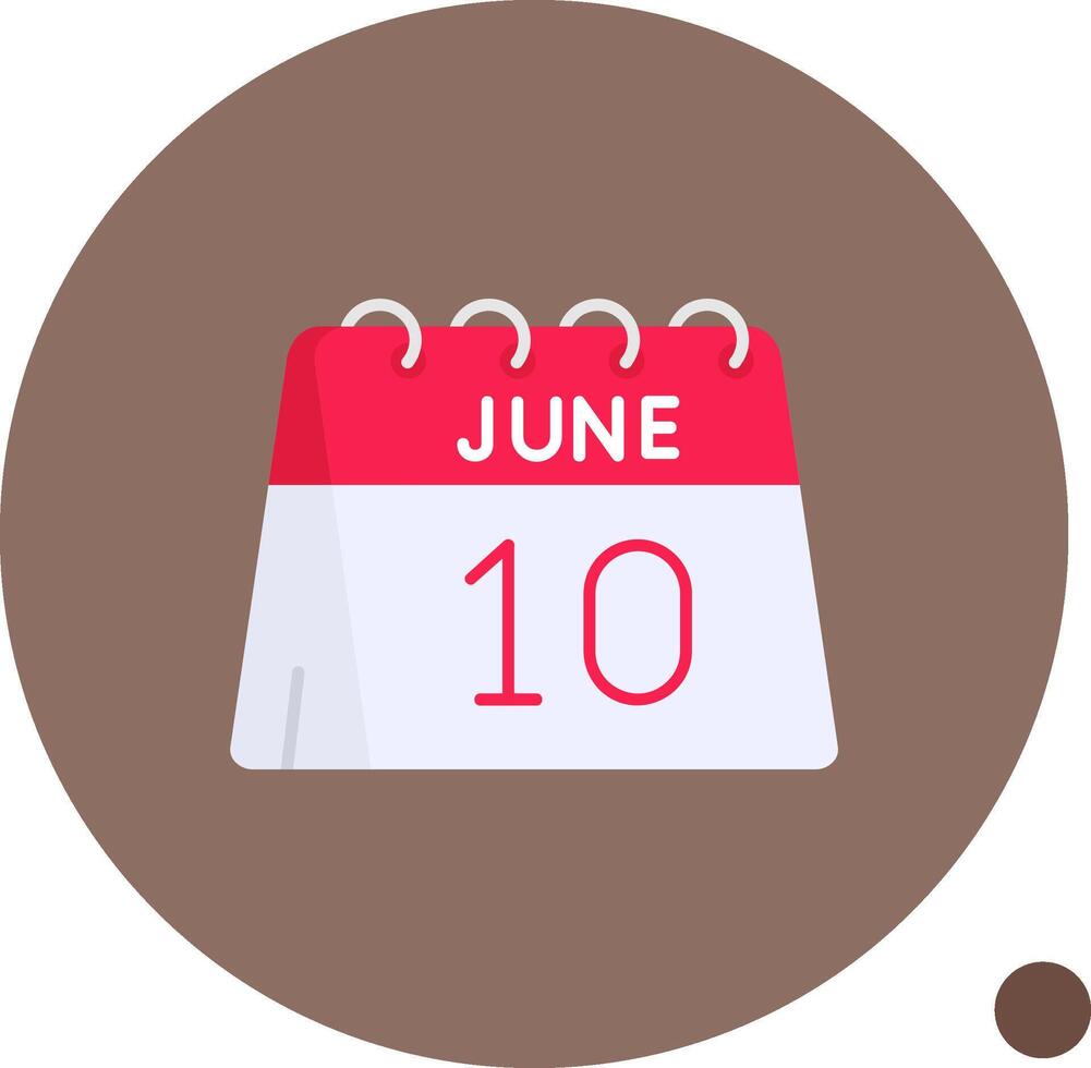 10 de junio largo circulo icono vector
