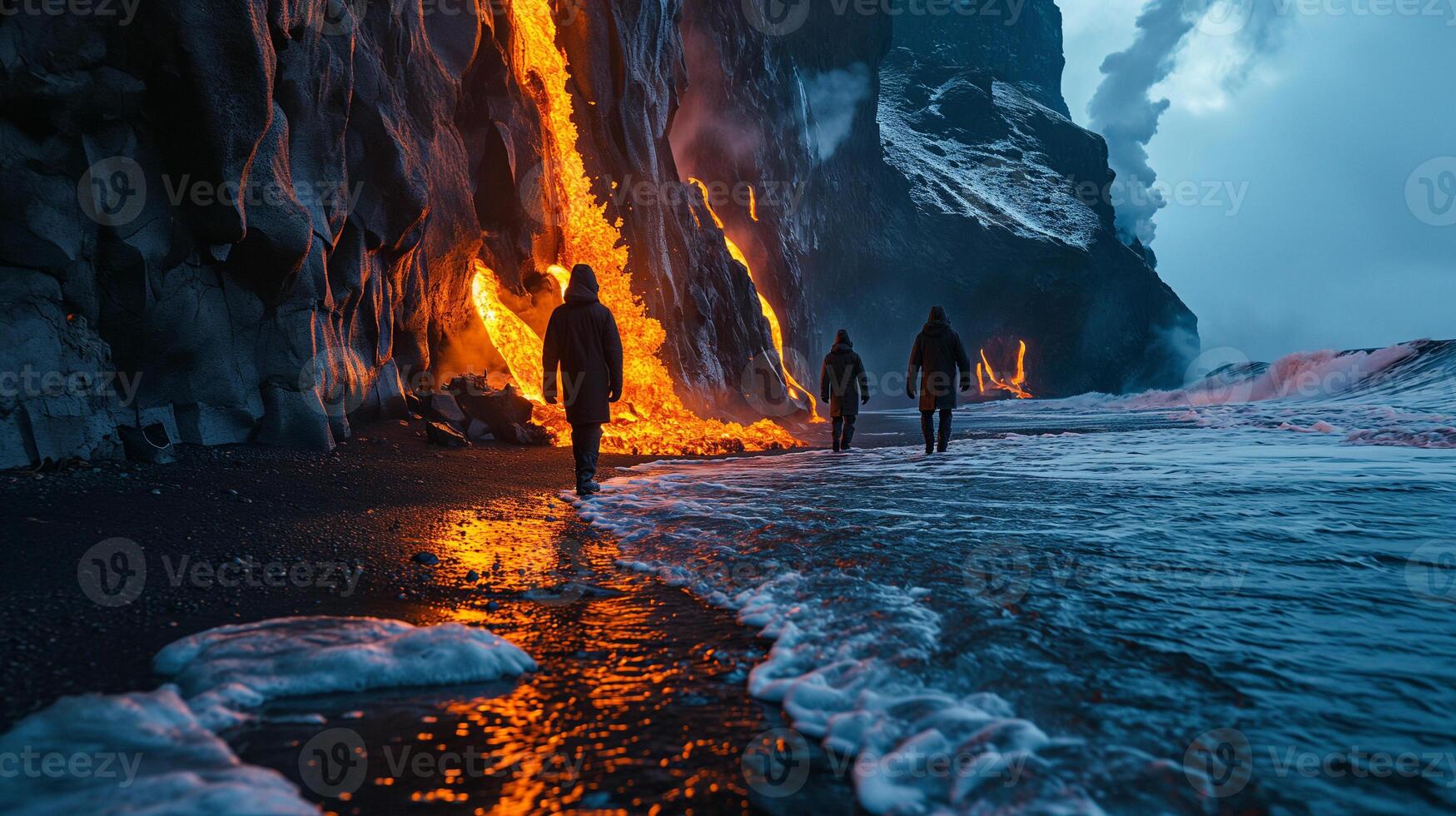 AI generated Apocalyptic vision of a volcano erupting photo