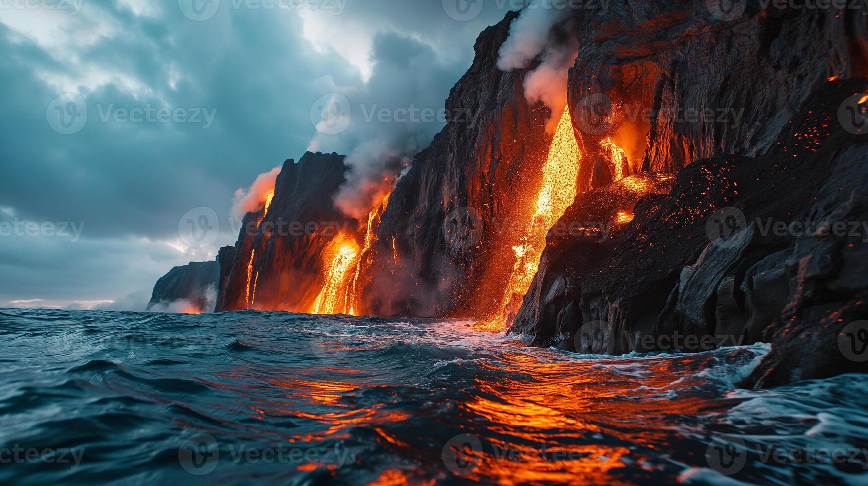 ai generado apocalíptico visión de un volcán en erupción foto