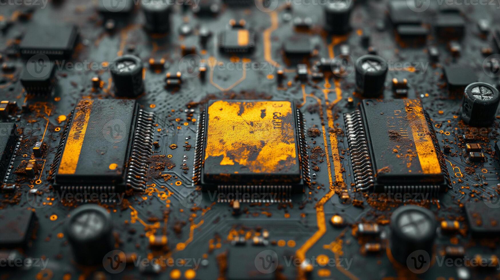 AI generated High-resolution, macro shot of a computer chip photo