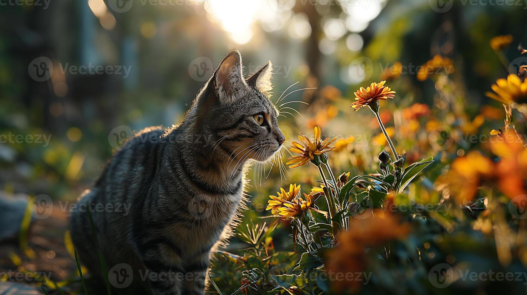 AI generated A portrait of an adorable fluffy kitten, butterfly resting on its nose, emerald eyes focused photo