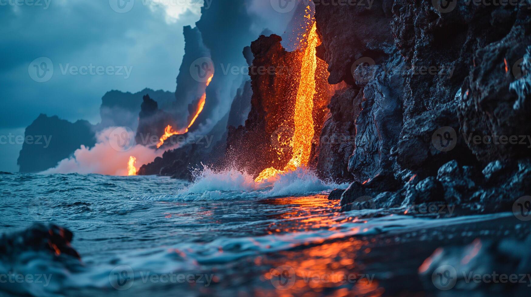 ai generado apocalíptico visión de un volcán en erupción foto