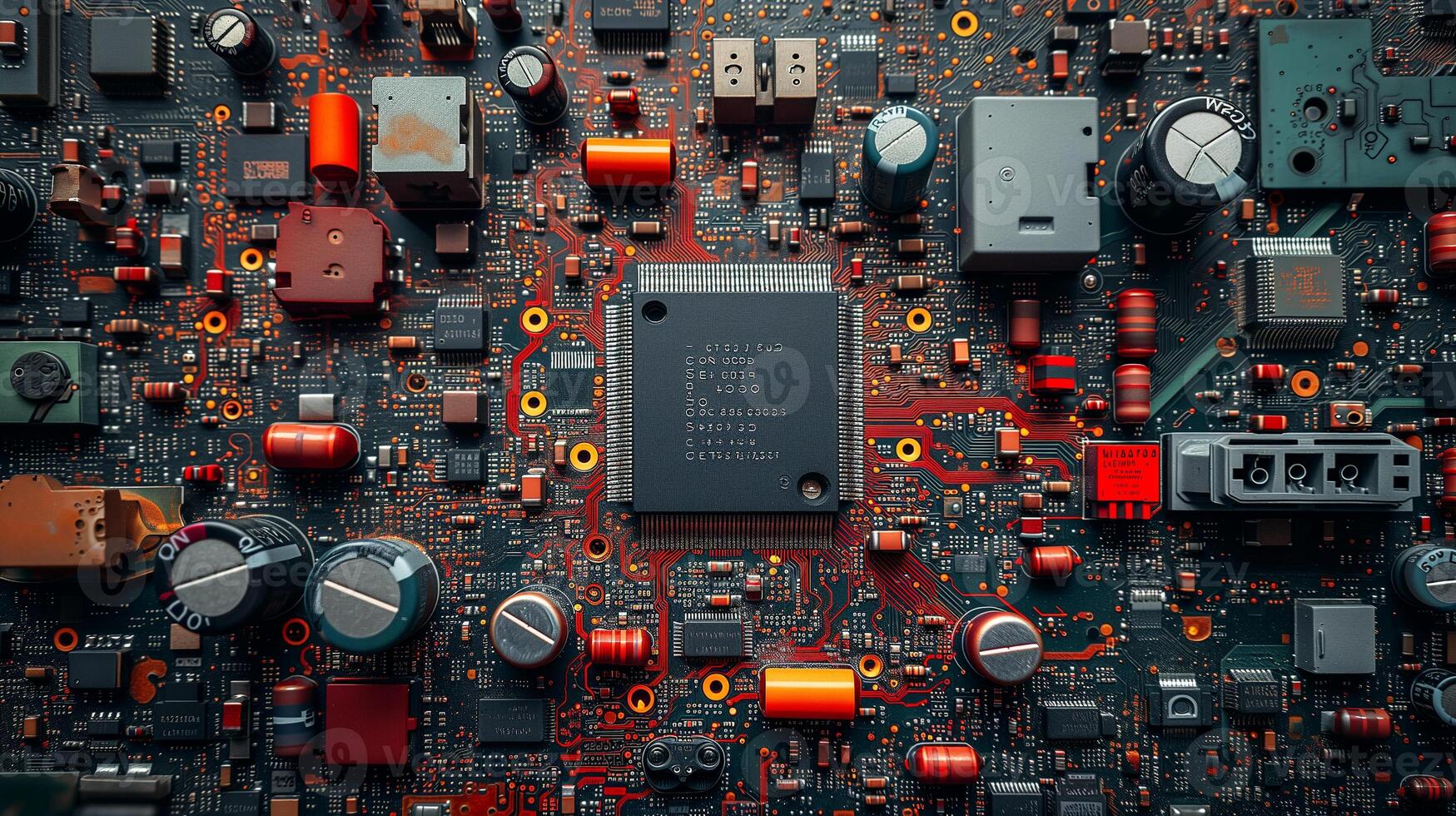 AI generated High-resolution, macro shot of a computer chip photo
