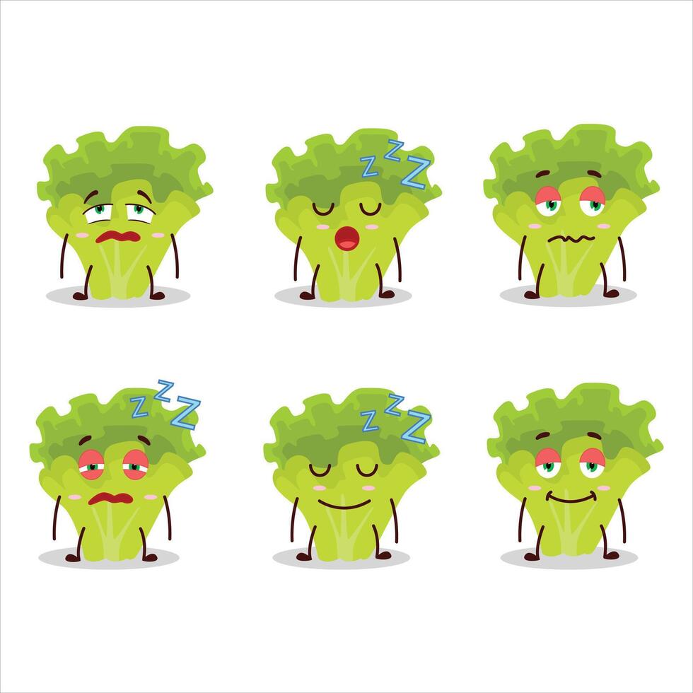 Cartoon character of lettuge with sleepy expression vector