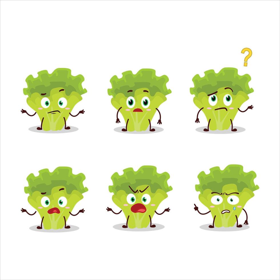Cartoon character of lettuge with what expression vector