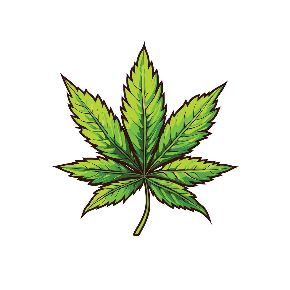 Sleek and simple vector illustration of a weed leaf, perfect for logos and icons. A clean, minimalist design for cannabis-related businesses.