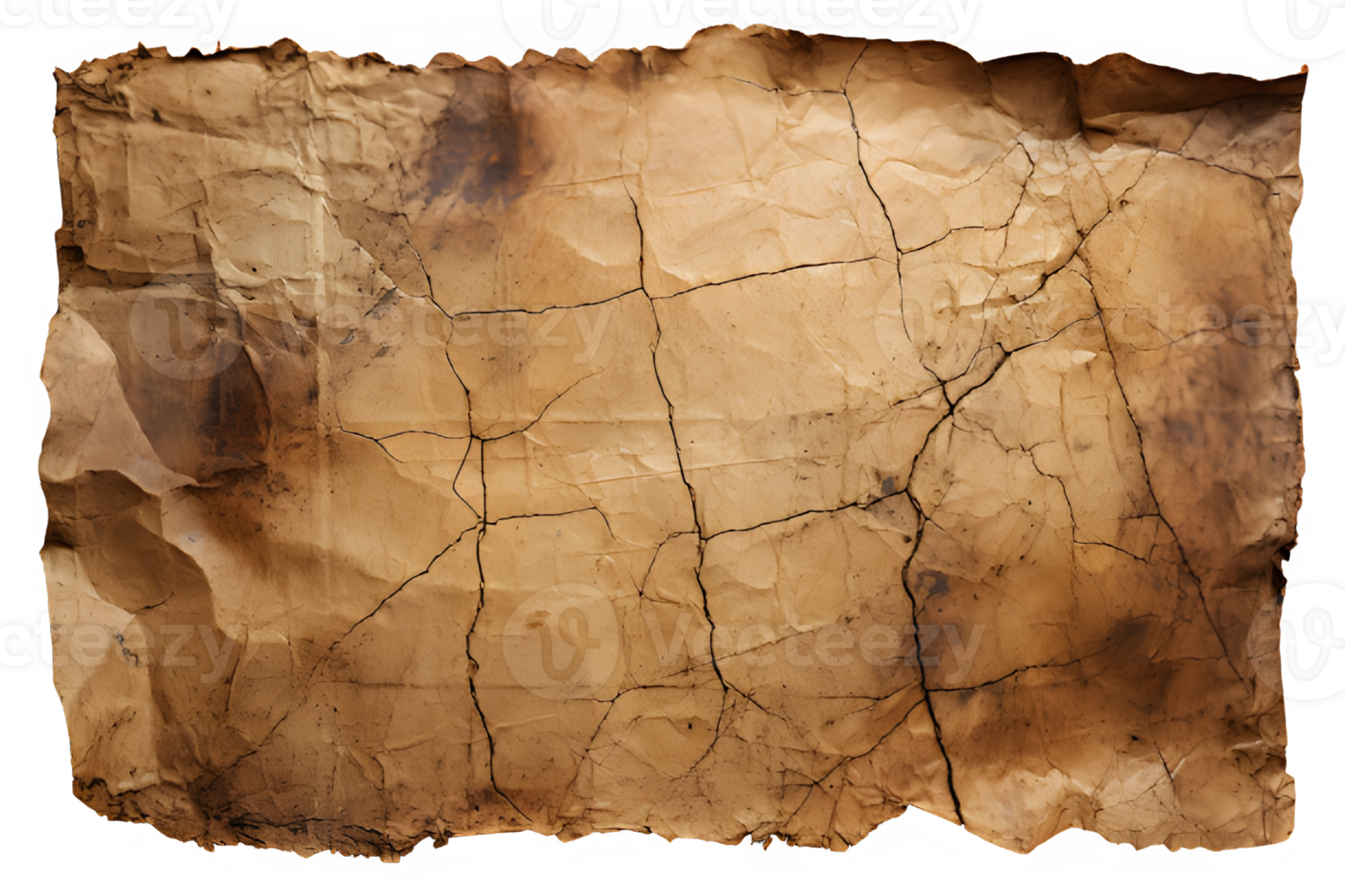 shabby and torn old paper isolated on transparent background ,torn old paper cut out png ,generative ai