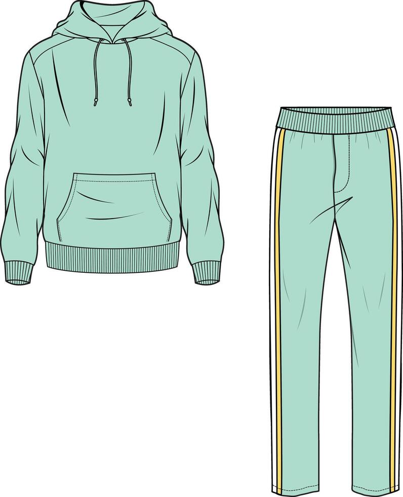 UNISEX WEAR SPORTS WEAR COORDINATE TRACKCUIT TOP AND JOGGER SET VECTOR ILLUSTRATION