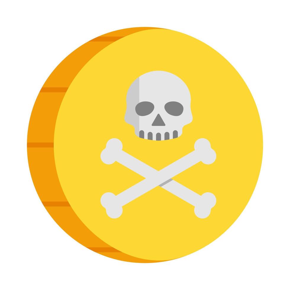 pirata oro moneda icono con un cráneo. pirata tesoro,aislado en blanco antecedentes. vector