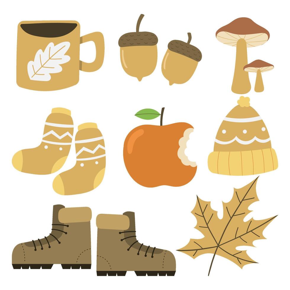 otoño conjunto vector ilustración