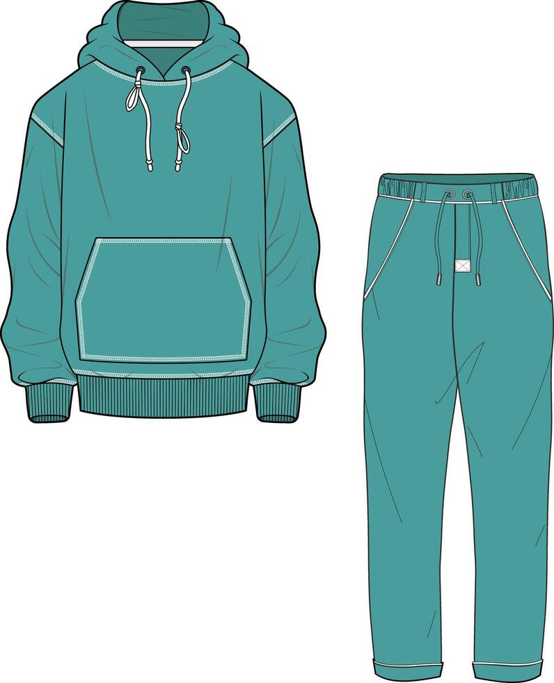 UNISEX WEAR SPORTS WEAR COORDINATE TRACKCUIT TOP AND JOGGER SET VECTOR ILLUSTRATION