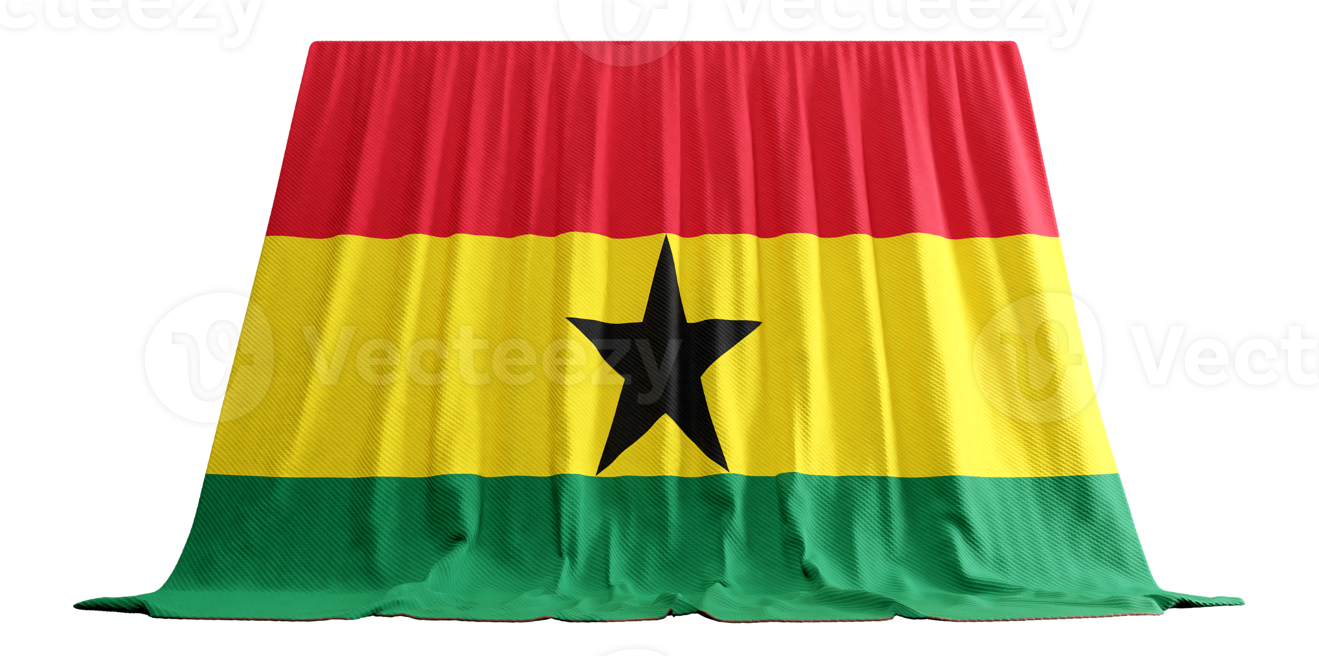 ghanés bandera cortina en 3d representación abrazando ghana patrimonio png