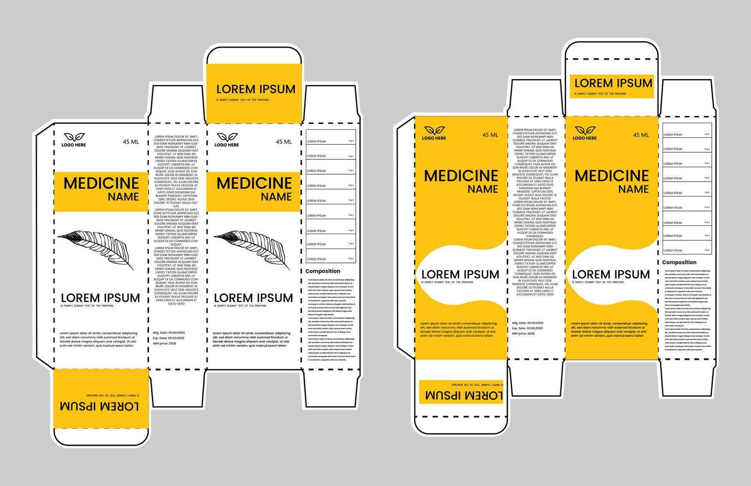 Medicine package box design. healthcare medicine box package creative design. medicine box vector design.Web
