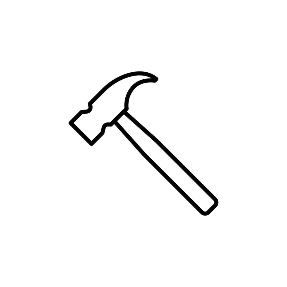 Hammer icon. Simple outline style. Hummer, metal, tool, hit, carpentry, construct, hardware, handyman, development concept. Thin line symbol. Vector isolated on white background. EPS.