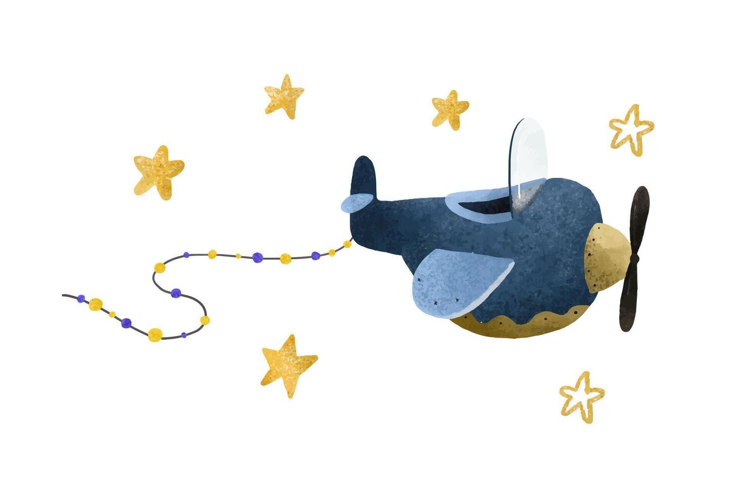 Cartoon air transport. Pane, airplane, airship,  aircraft. Cildren toy planes set. Boy illustration. Decor for nursery, clothes, textile, stickers vector