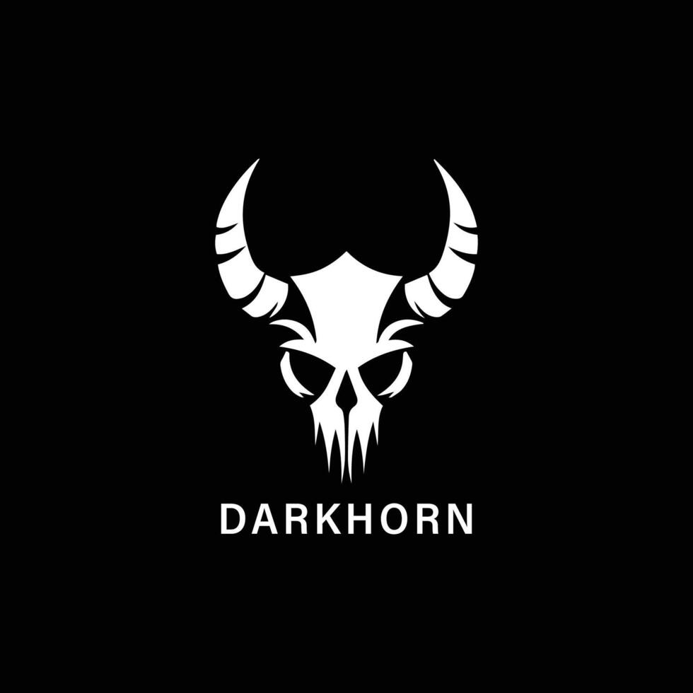 the logo for darkhorn, in the style of simplistic vector art, skull motifs