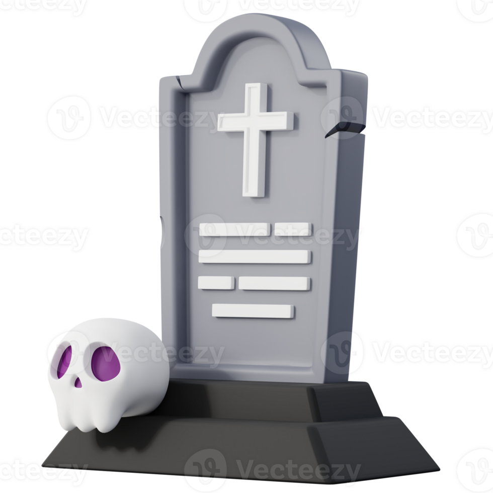 3D Halloween Tombstone.Halloween design element In 3D and plastic cartoon style.Halloween pumpkin 3D style for poster, banner, greeting card png