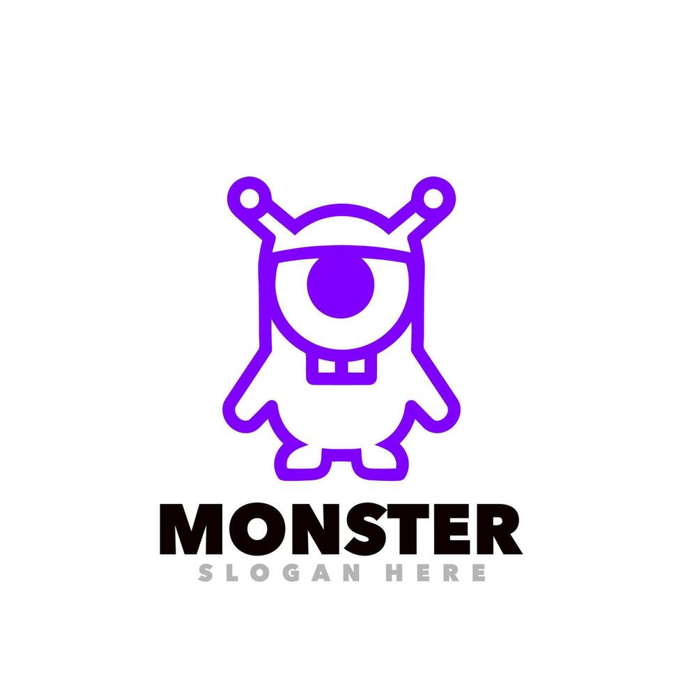 Monster line art purple logo vector