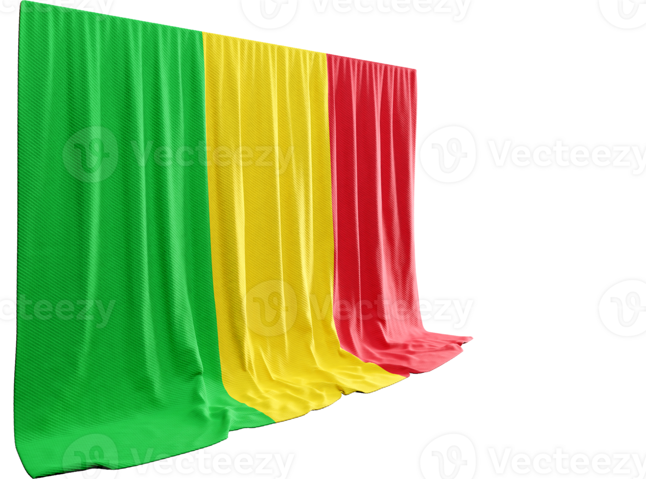 Mali Flag Curtain in 3D Rendering Celebrating Mali's Vibrant Culture png