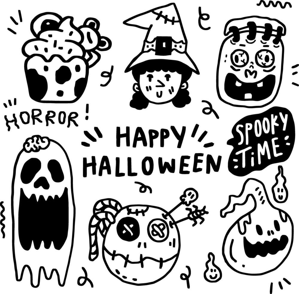 hand drawn halloween line for templates. vector