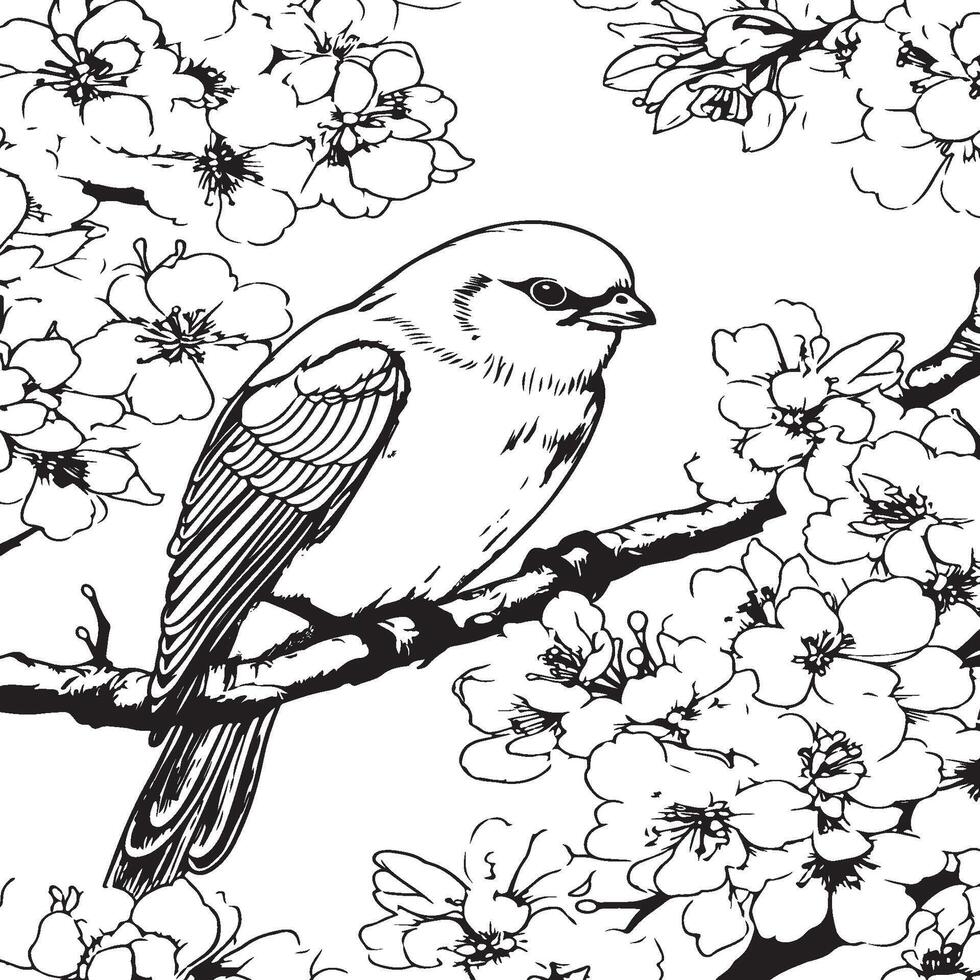 traditional Japanese fabric pattern- designs-Birds vector