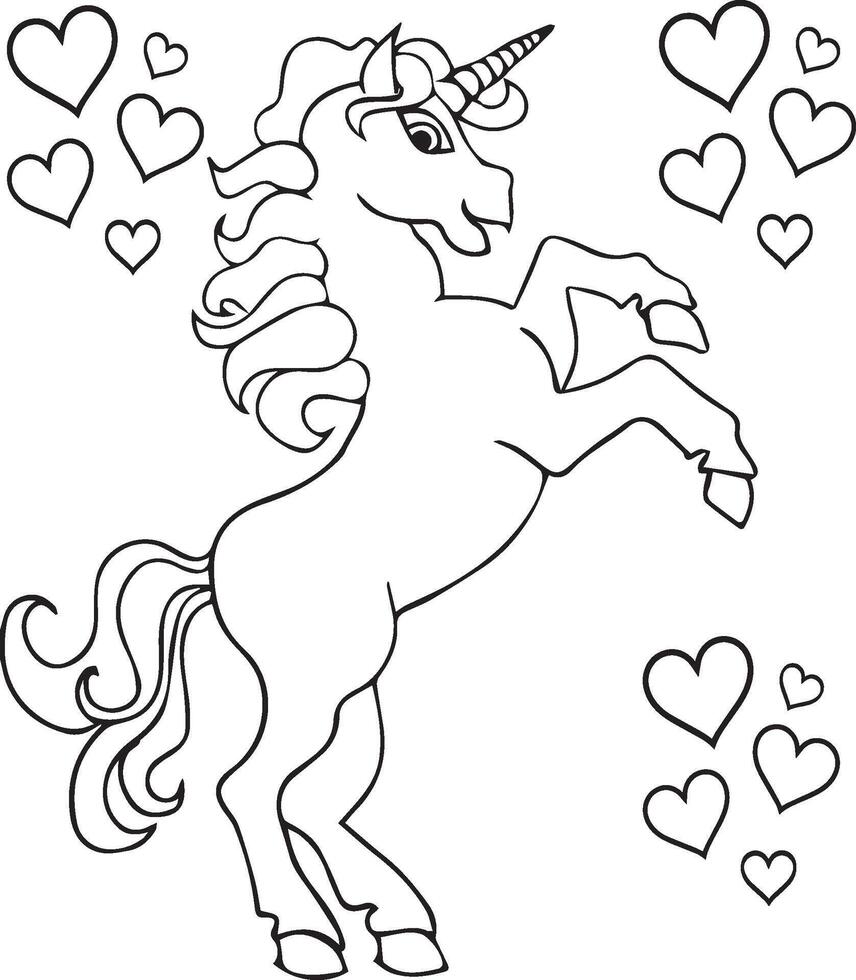 gratis vector linda colorante libro con unicornio -unicornio amor colorante paginas