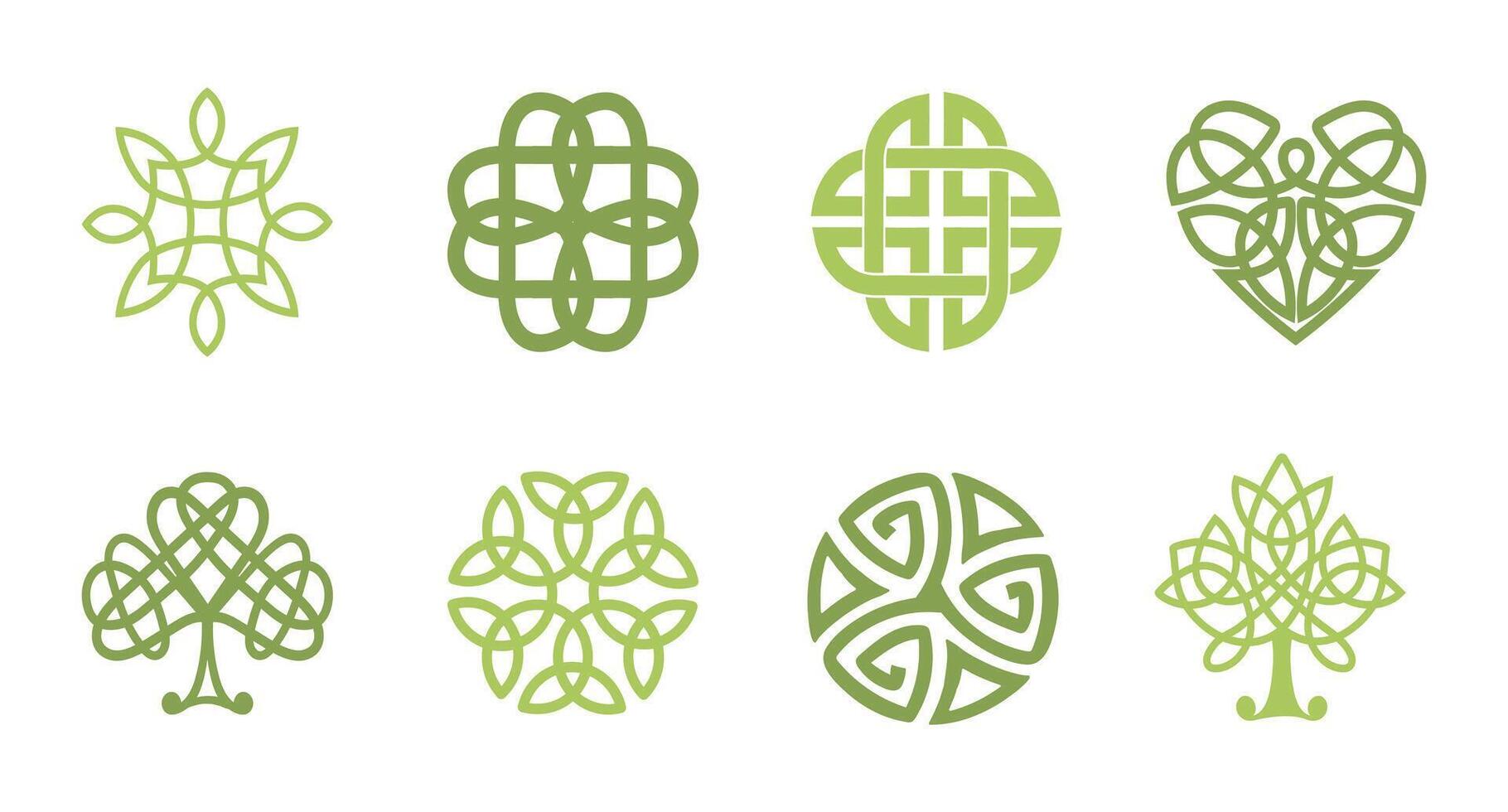 Icovellavna. Set of Celtic symbol. Irish endless knots. vector