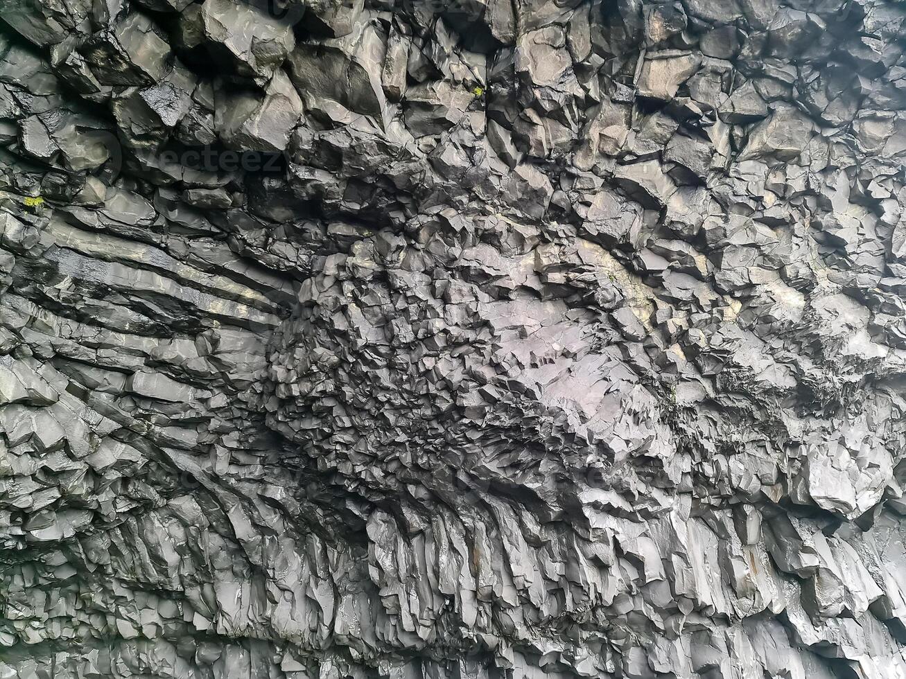 Amazing basalt rock structures at Endless Black Beach of Iceland. photo