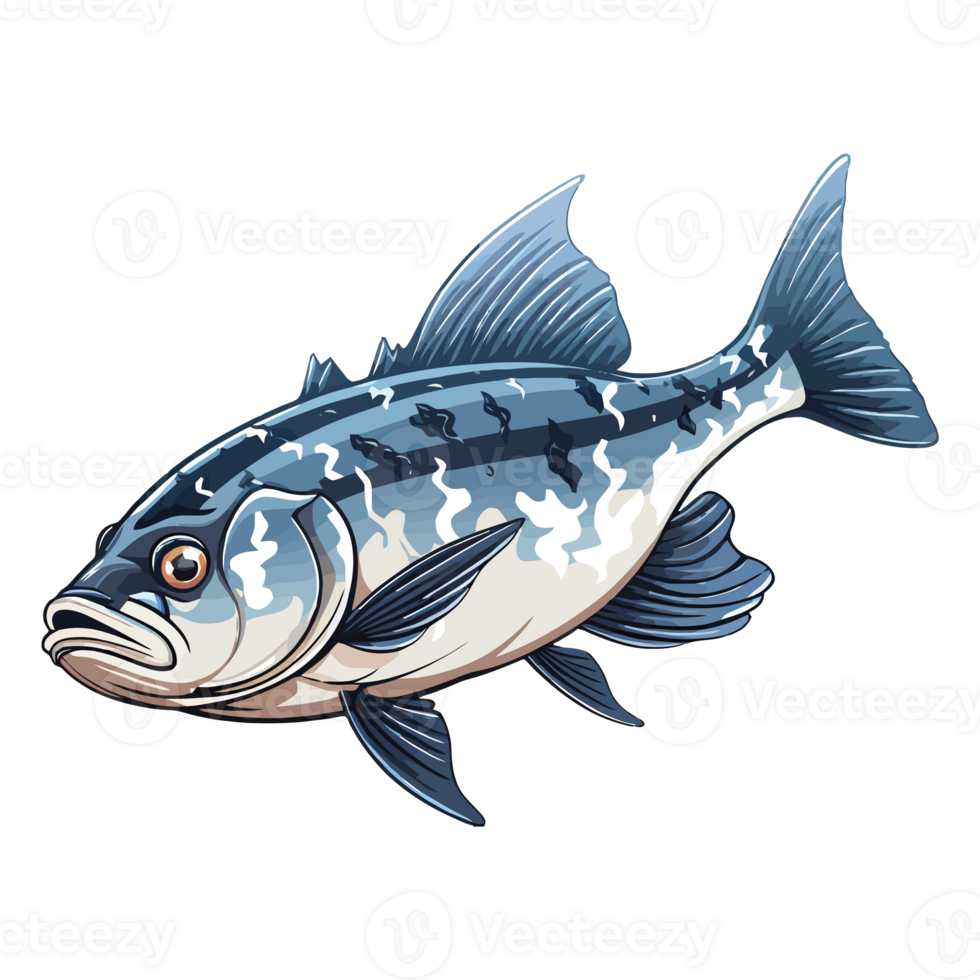 Striking Fish Ensemble Mackerel, Tabby Synodontis, and Exotic Aquatic Species AI Generative png