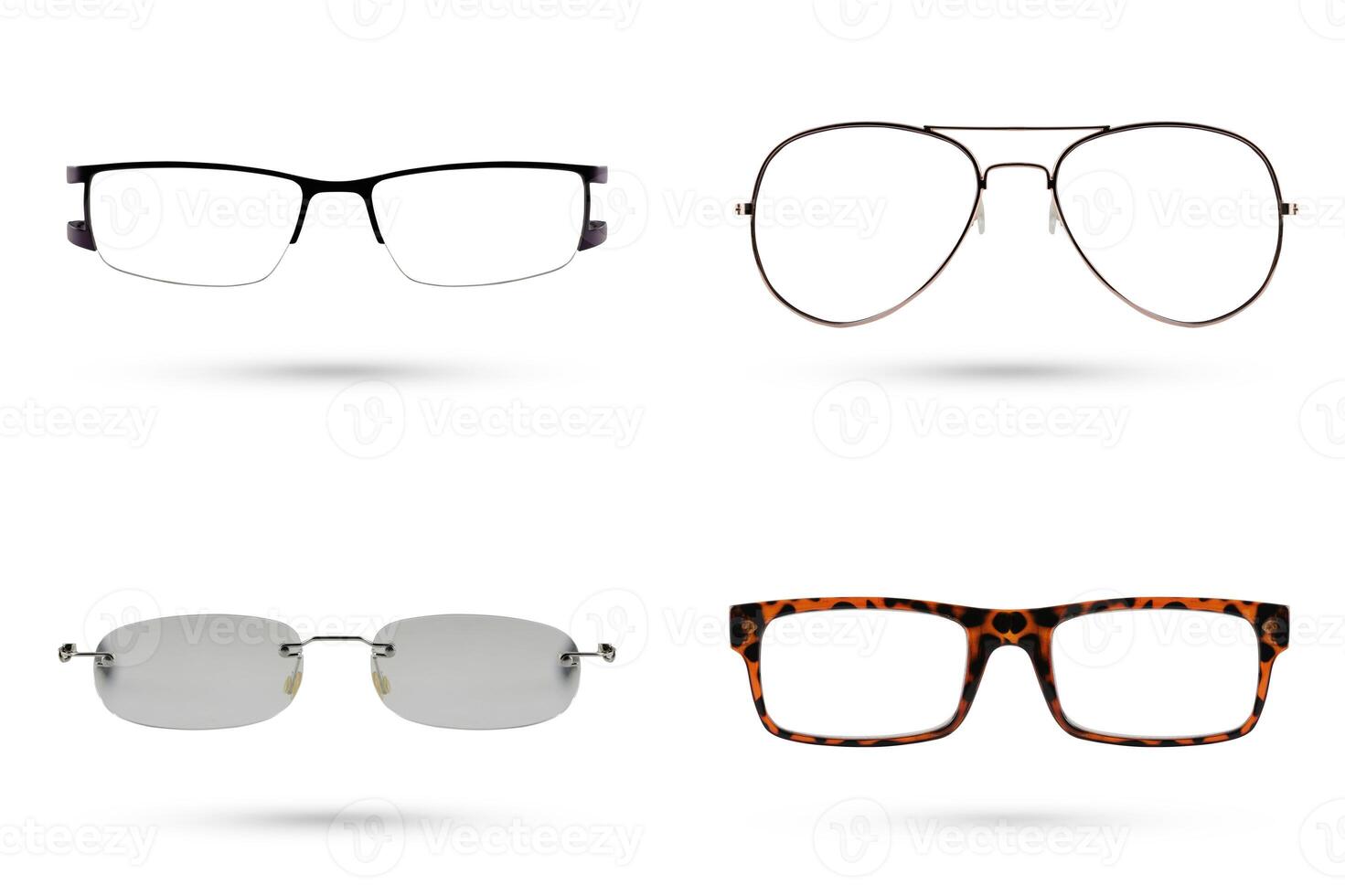 Classic Fashion eyeglasses style collections isolated on white background. photo