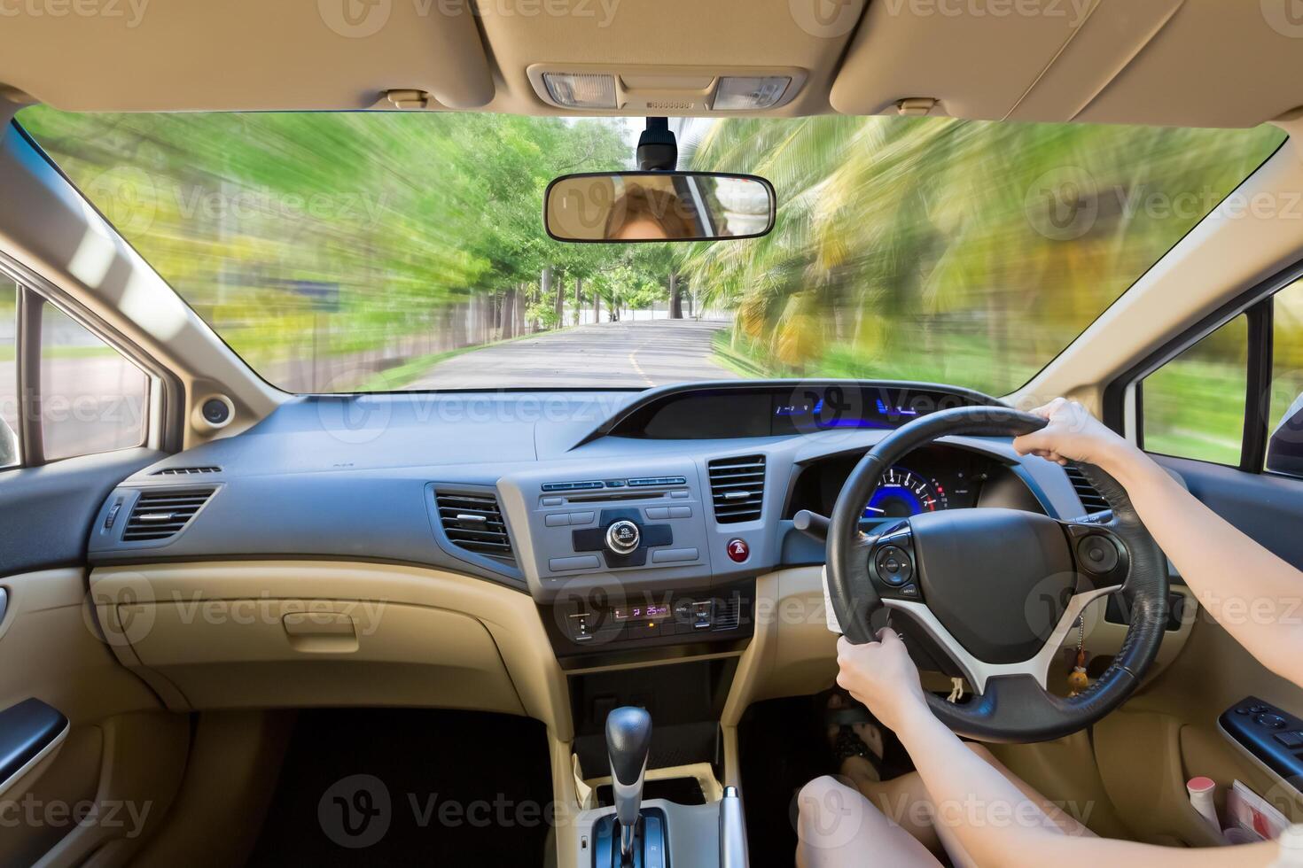 Close up interior driver inside  bright car. photo