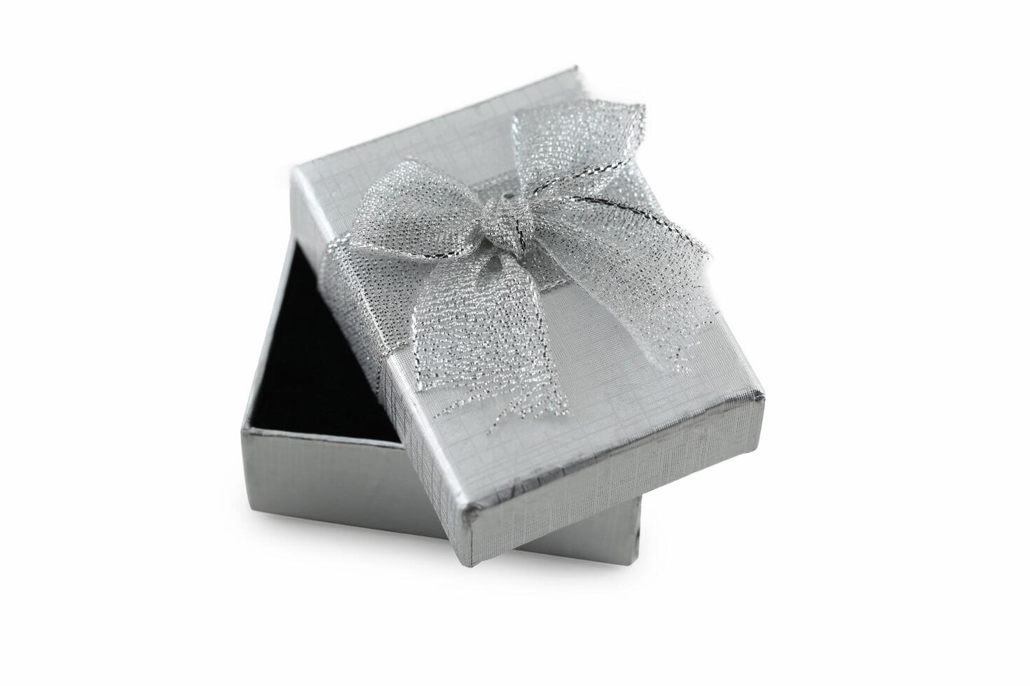 Silver gift box isolated on white background. photo