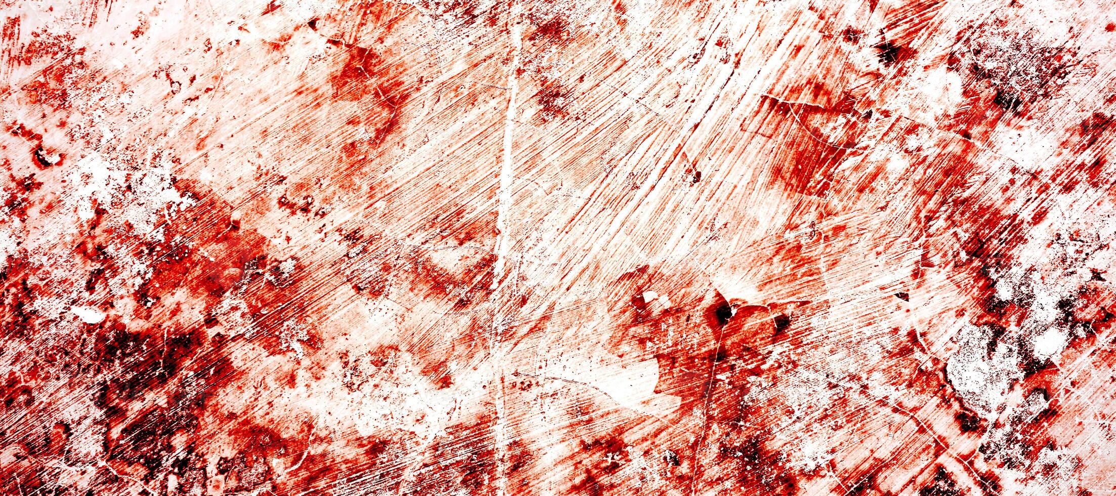 Red dirty wall grunge texture. Abstract scary concrete, Horror cement for background. old concrete wall. Grunge background for design. Distressed, blood, cracked, broken, crumbled photo