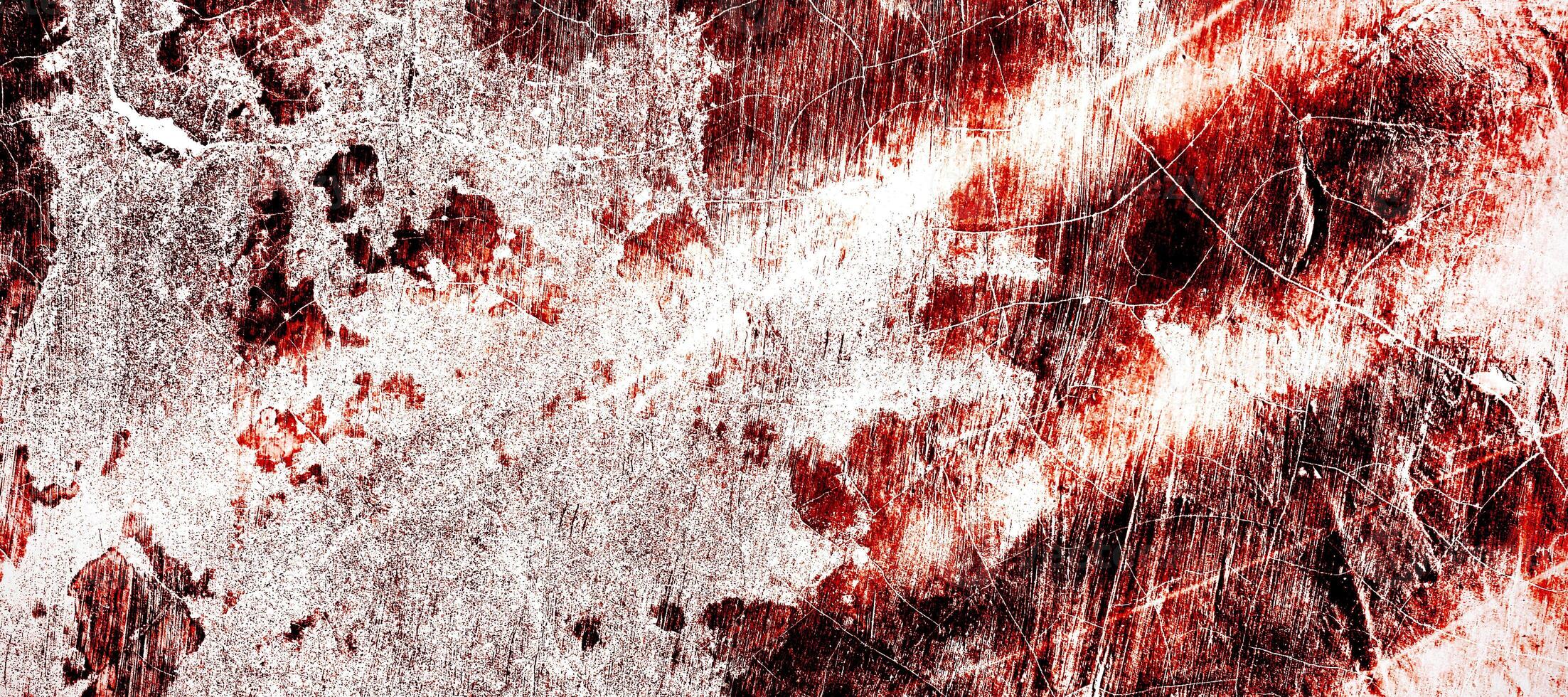 Red dirty wall grunge texture. Abstract scary concrete, Horror cement for background. old concrete wall. Grunge background for design. Distressed, blood, cracked, broken, crumbled photo