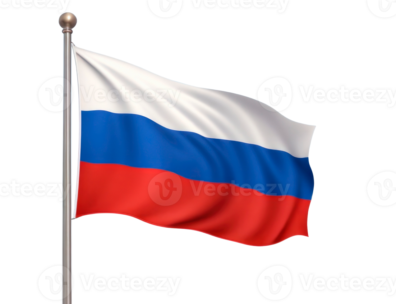 Russia flag waving isolated on transparent background. AI generative png
