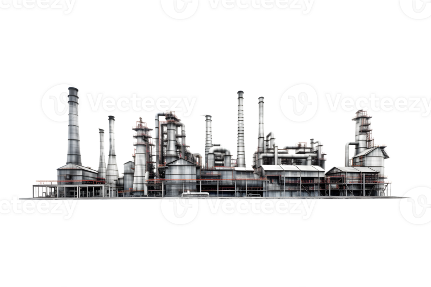 industrial plant isolated on a transparent background, Oil and gas industry,refinery factory,petrochemical plant area png