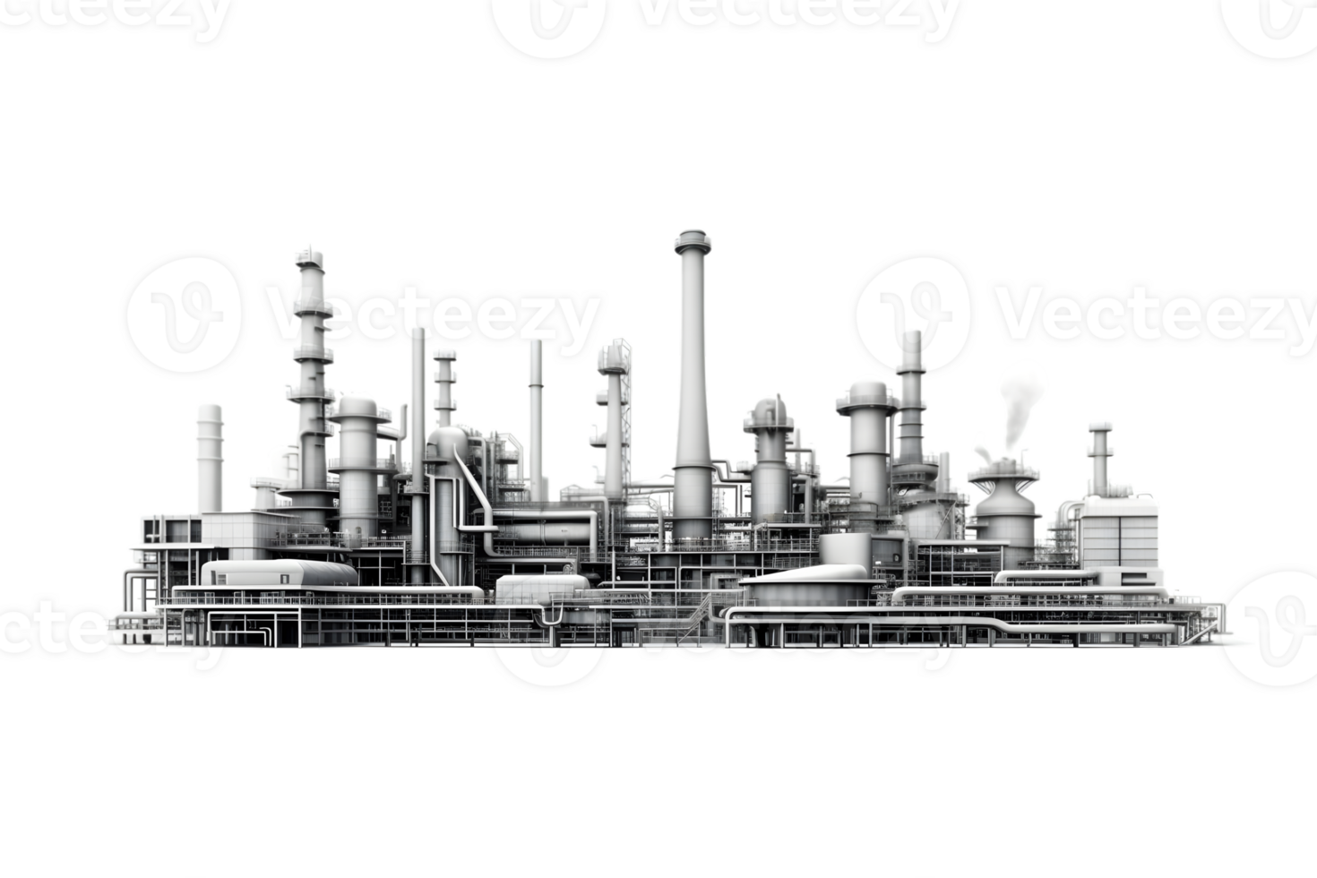 industriel plante isolé sur une transparent arrière-plan, pétrole et gaz industrie, raffinerie usine, pétrochimie plante zone png