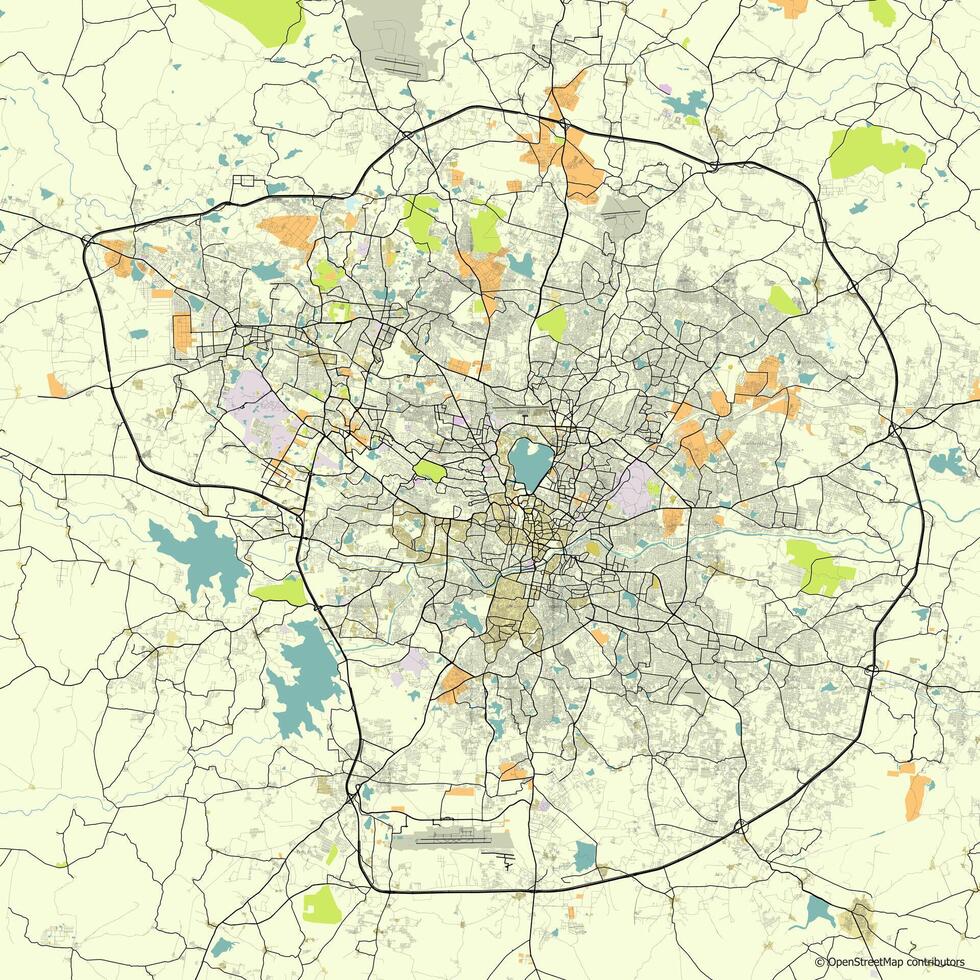 Vector city map of Hyderabad, Telangana, India