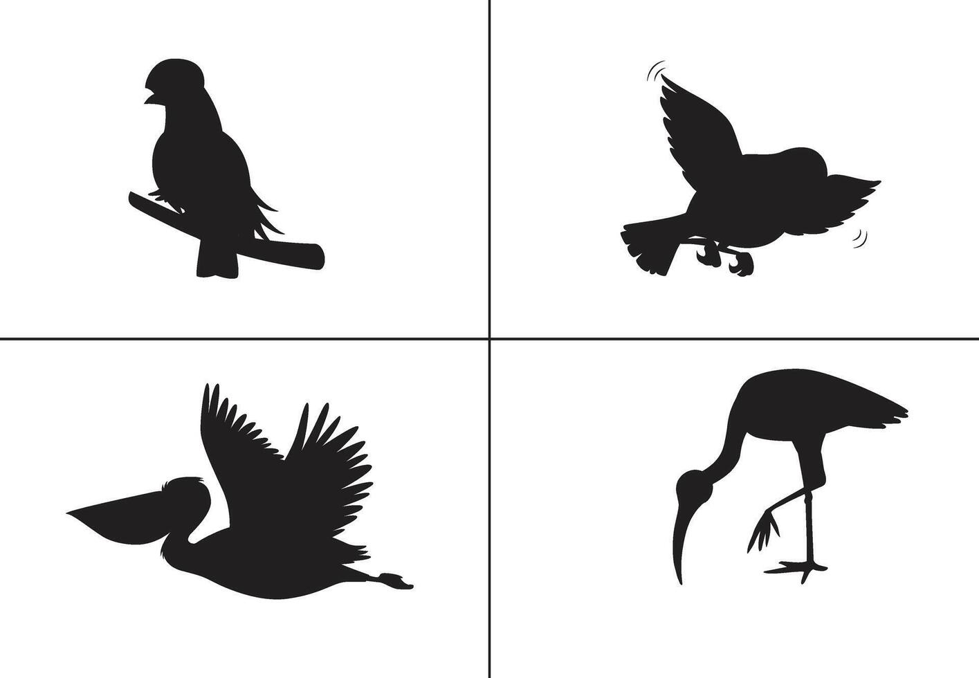 FLAT DESIGN Bird SILHOUETTE SET ,bird, black icon, bird art ,bird tatto, vector