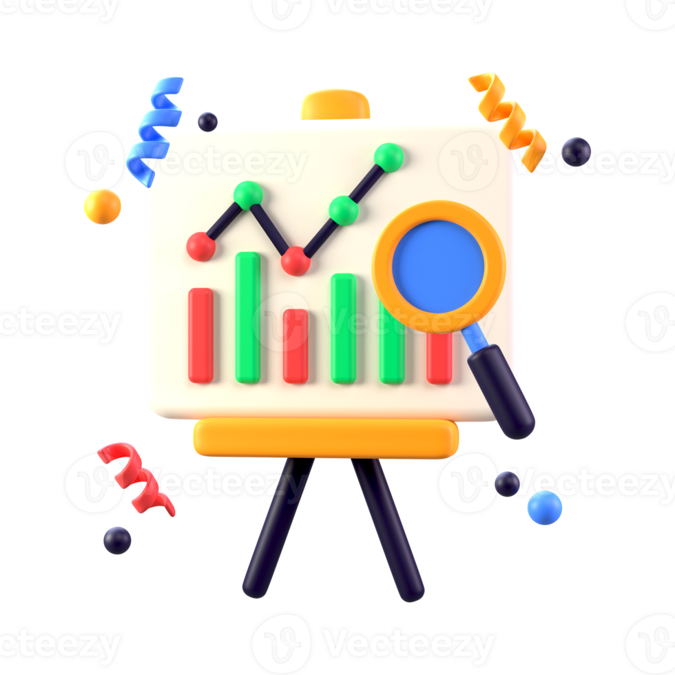 3D Analytics icon in transparent PNG