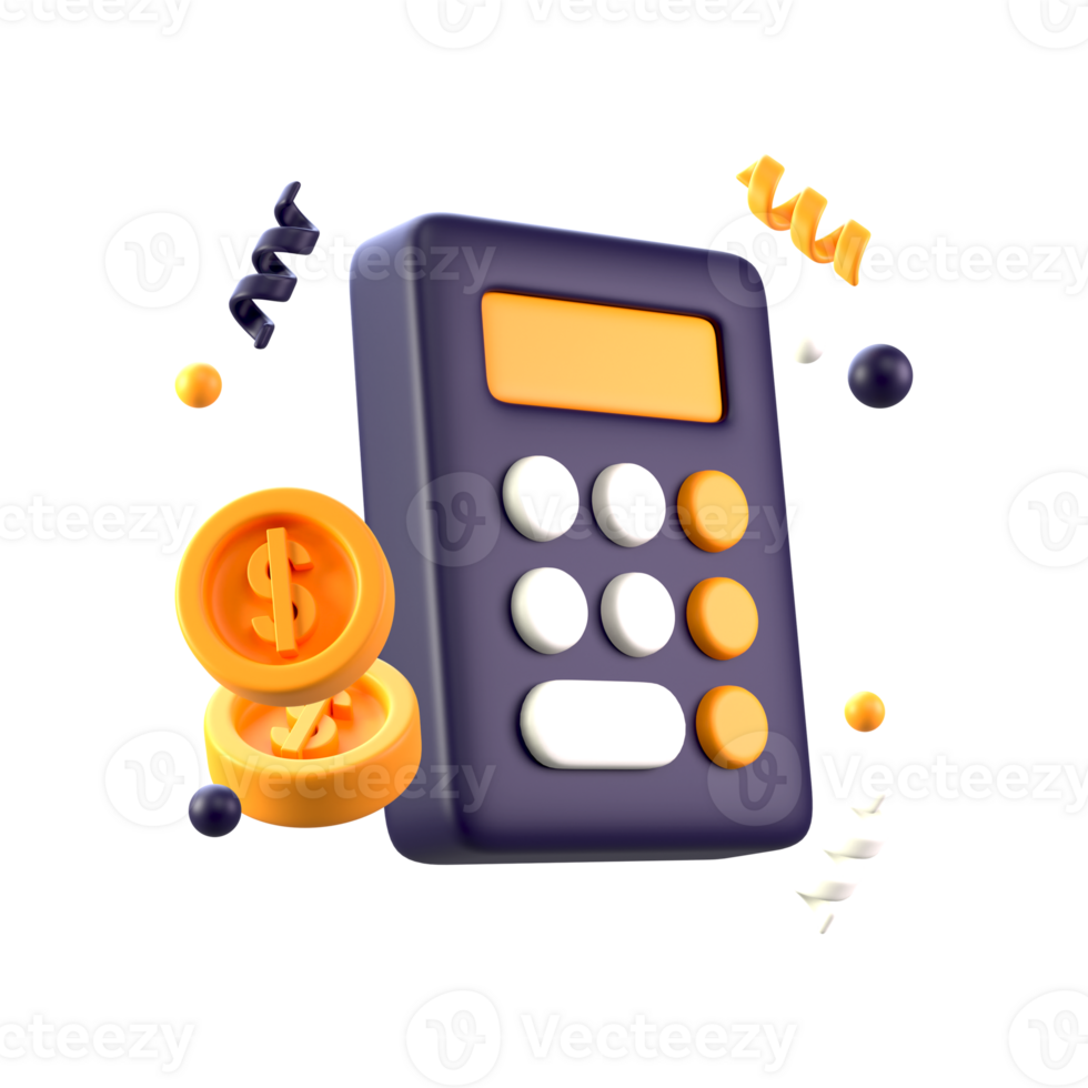 3d calculadora e dinheiro ícone dentro transparente png formato