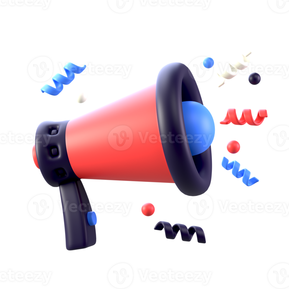 Marketing or megaphone in 3d icon, PNG transparent format