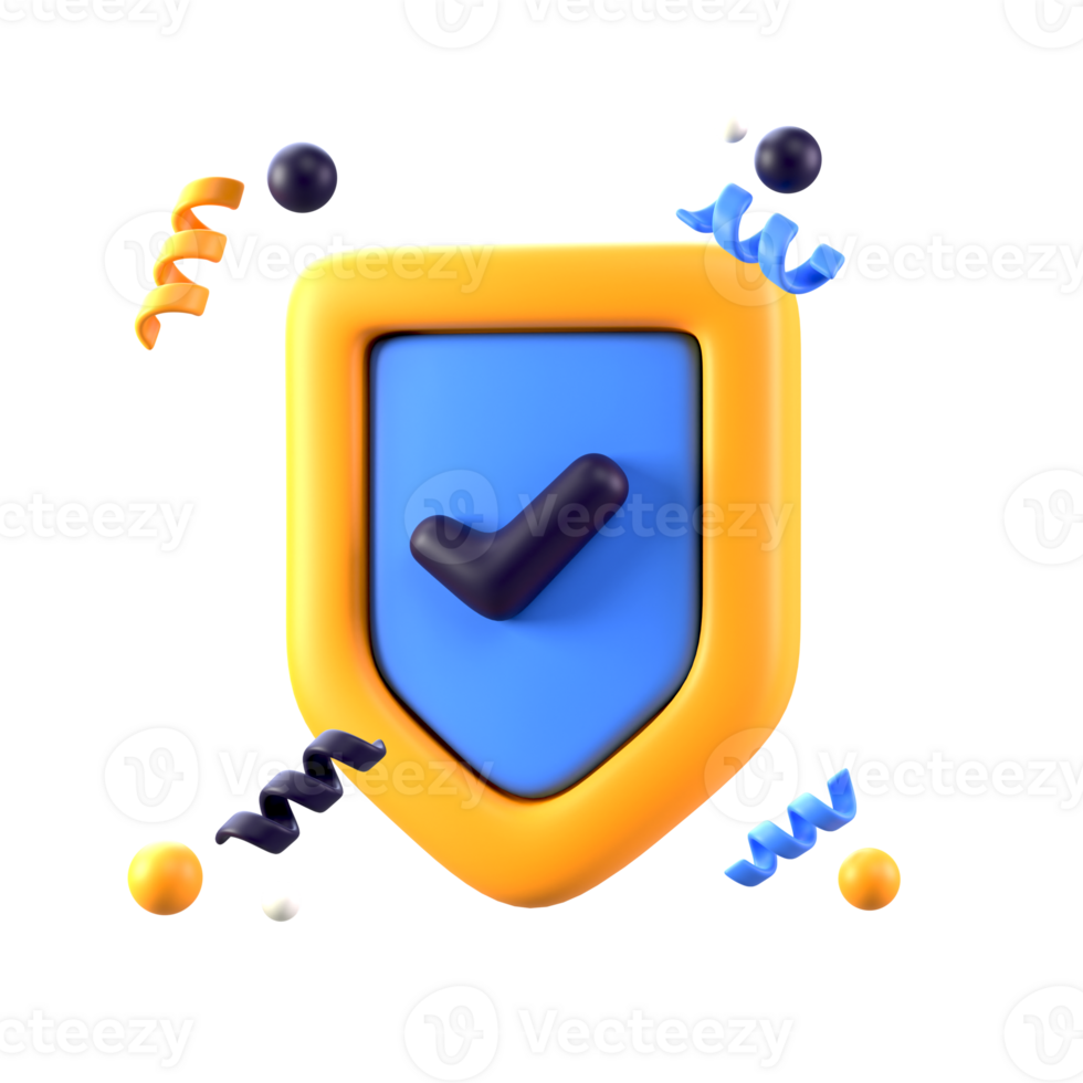 shield icon in 3d, transparent PNG files