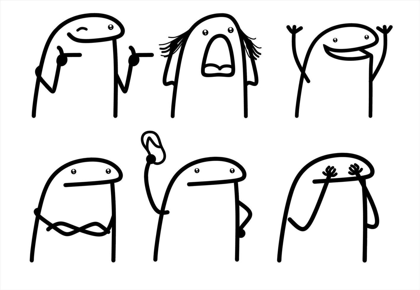 A set of flork meme internet web vector