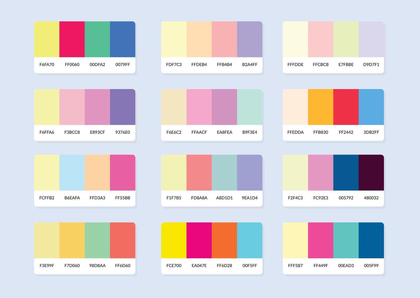 77 Pantone colour palette catalog samples in rgb hex vector