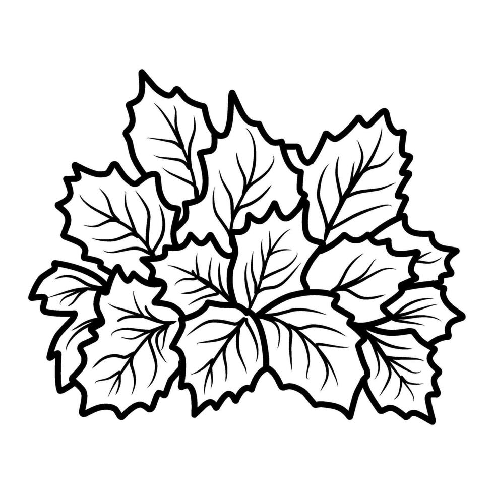 coloring page.Autumn foliage coloring book, black and white linear illustration. vector